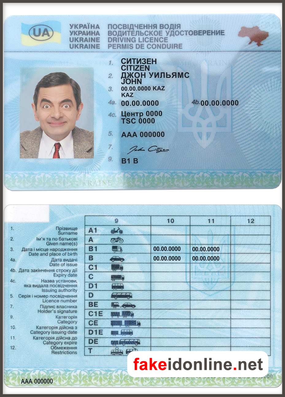 Ukraine Driving License 2016 Fully Editable CDR Vector Template